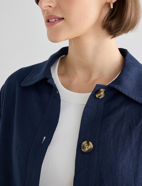 Jigsaw Victoria Linen Blend Jacket, Navy product photo View 04 L