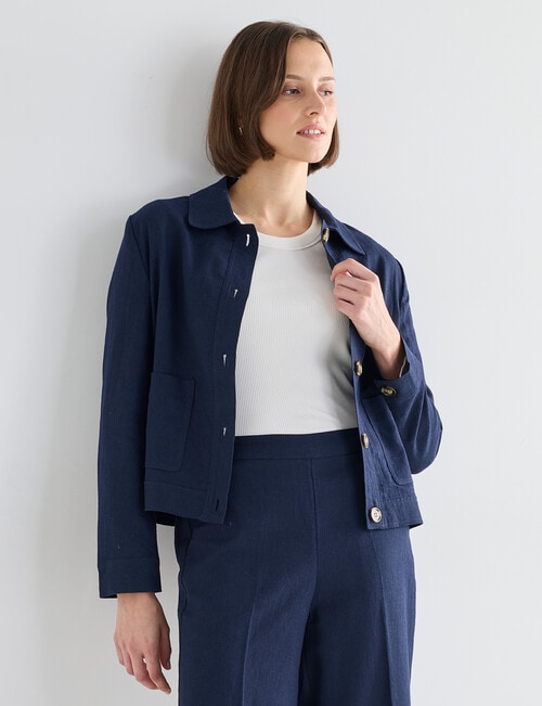Jigsaw Victoria Linen Blend Jacket, Navy product photo View 05 L