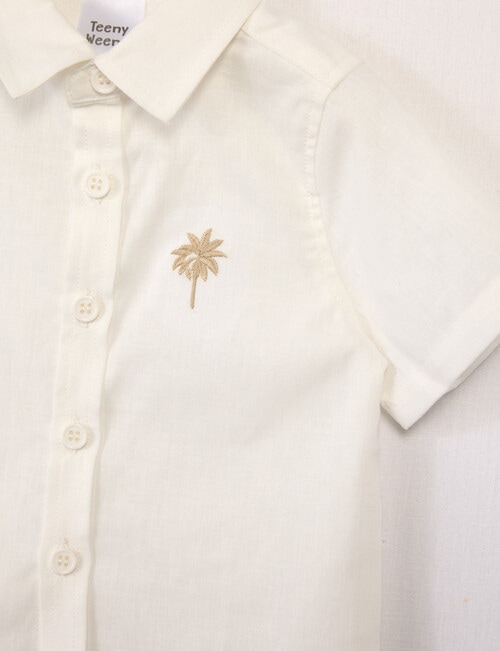 Teeny Weeny Linen Blend Short Sleeve Shirt, White product photo View 02 L