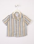 Teeny Weeny Stripe Linen Blend Short Sleeve Shirt, Blue & Beige product photo