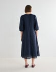 Jigsaw Rita Check V-Neck Midi Dress, Navy product photo View 02 S