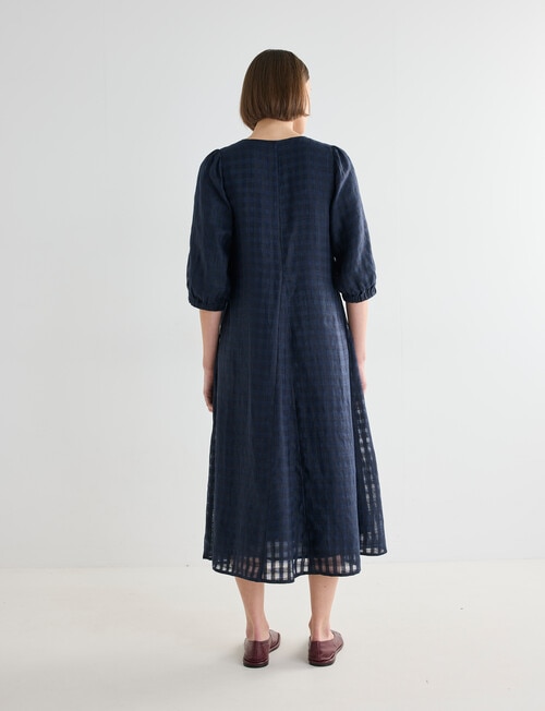 Jigsaw Rita Check V-Neck Midi Dress, Navy product photo View 02 L