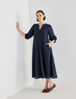 Jigsaw Rita Check V-Neck Midi Dress, Navy product photo View 03 S