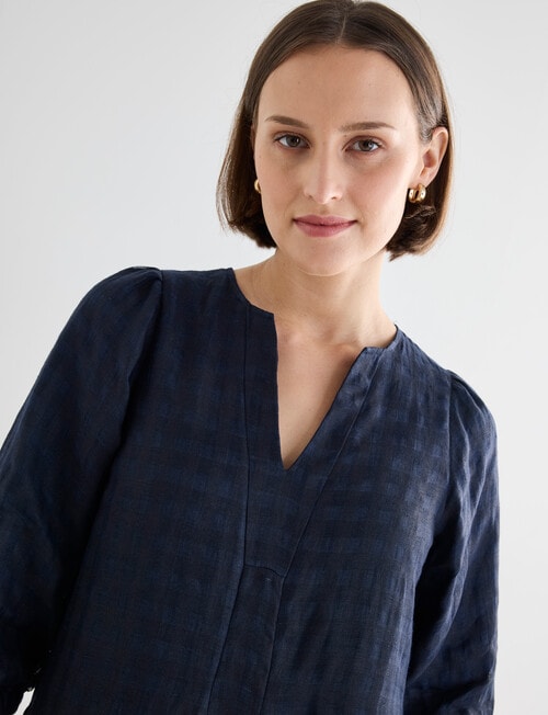 Jigsaw Rita Check V-Neck Midi Dress, Navy product photo View 04 L