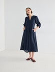 Jigsaw Rita Check V-Neck Midi Dress, Navy product photo View 06 S