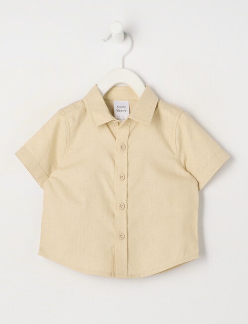 Teeny Weeny Linen Blend Short Sleeve Shirt, Taupe product photo