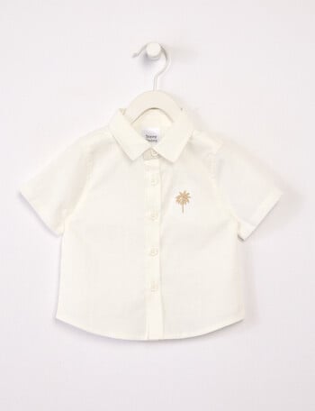 Teeny Weeny Linen Blend Short Sleeve Shirt, White product photo
