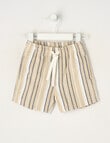 Teeny Weeny Stripe Linen-Blend Shorts, Taupe product photo