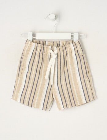 Teeny Weeny Stripe Linen-Blend Shorts, Taupe product photo