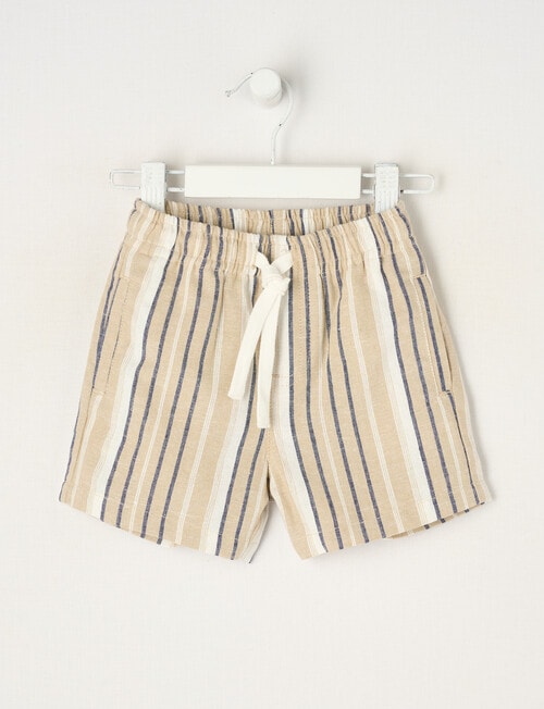 Teeny Weeny Stripe Linen-Blend Shorts, Taupe product photo