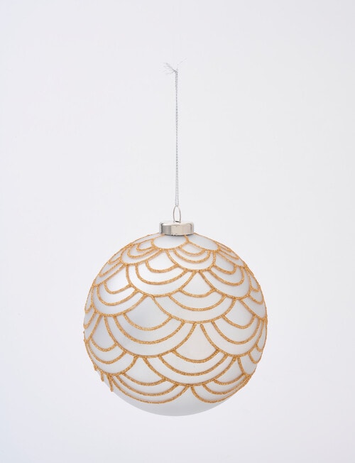 Christmas Shop Glass Cream Scallop Bauble, Large product photo