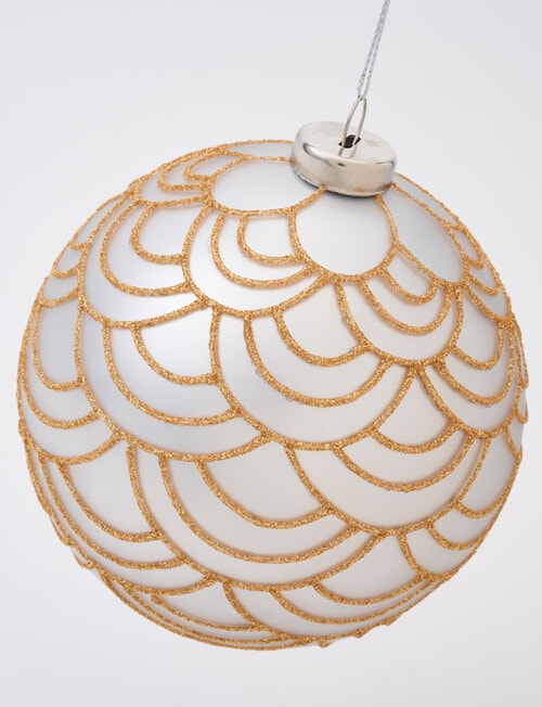 Christmas Shop Glass Cream Scallop Bauble, Large product photo View 02 L
