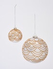 Christmas Shop Glass Cream Scallop Bauble, Large product photo View 04 S