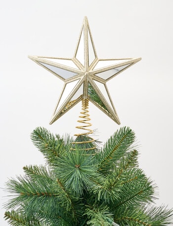 Christmas Shop Mirrored Star Tree Topper, Gold Tone product photo