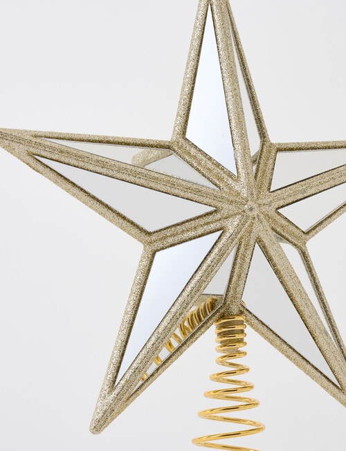 Christmas Shop Mirrored Star Tree Topper, Gold Tone product photo View 03 L