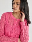 Whistle Lace Trim Cardigan, Pink product photo