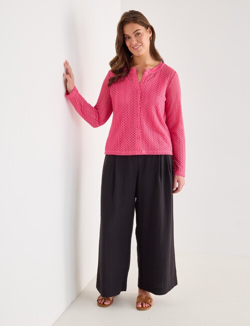 Whistle Lace Trim Cardigan, Pink product photo View 13 L