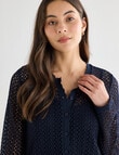 Whistle Lace Trim Cardigan, Navy product photo