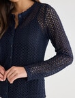 Whistle Lace Trim Cardigan, Navy product photo View 04 S