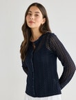 Whistle Lace Trim Cardigan, Navy product photo View 05 S
