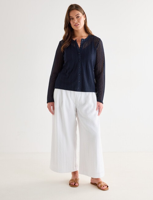 Whistle Lace Trim Cardigan, Navy product photo View 13 L