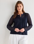 Whistle Lace Trim Cardigan, Navy product photo View 14 S