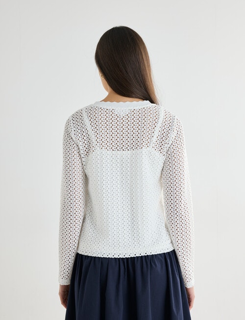 Whistle Lace Trim Cardigan, Ivory product photo View 02 L
