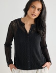 Whistle Lace Trim Cardigan, Black product photo