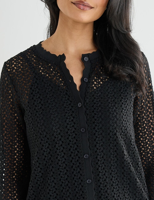 Whistle Lace Trim Cardigan, Black product photo View 05 L