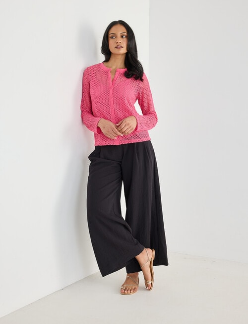 Whistle Lace Trim Cardigan, Pink product photo View 03 L