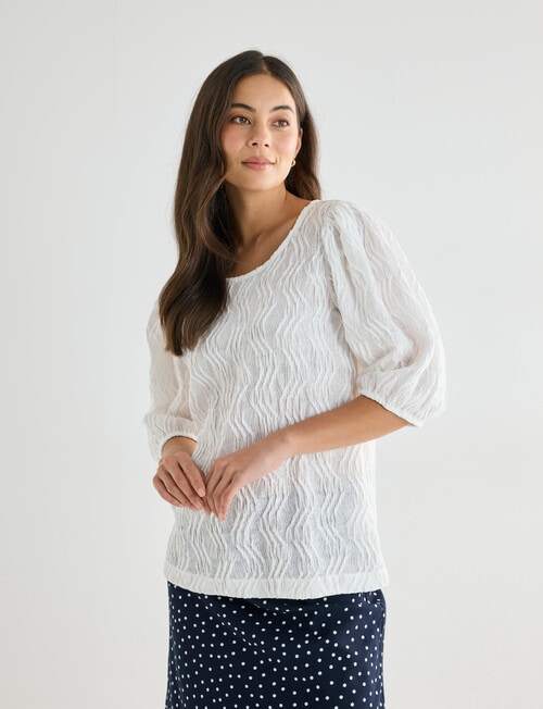 Whistle Textured Knit Blouse, Ivory product photo View 04 L