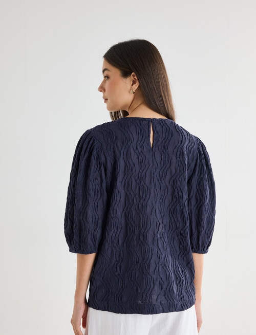 Whistle Textured Knit Blouse, Navy product photo View 02 L