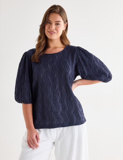 Whistle Textured Knit Blouse, Navy product photo View 12 L