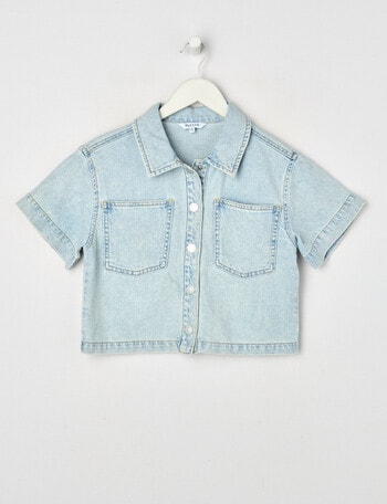 Switch Boxy Denim Shirt, Cali Blue product photo