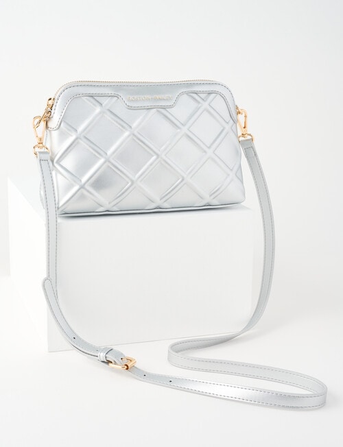 Boston + Bailey Embossed Metallic Crossbody Bag, Silver product photo