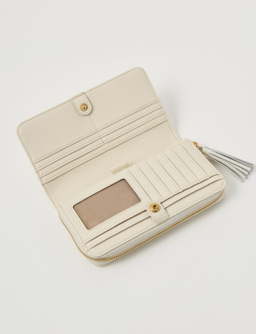 Boston + Bailey Leather Tassel Full Wallet, Ivory product photo View 03 L