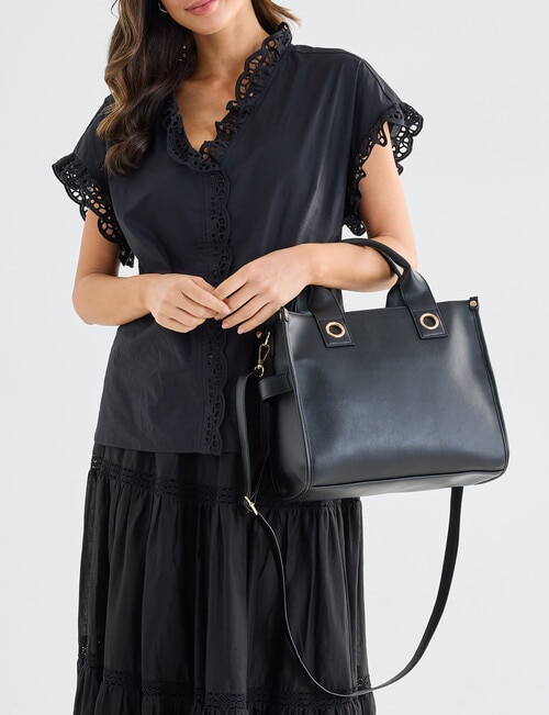 Whistle Accessories Eyelet Shopper Bag, Black product photo View 09 L