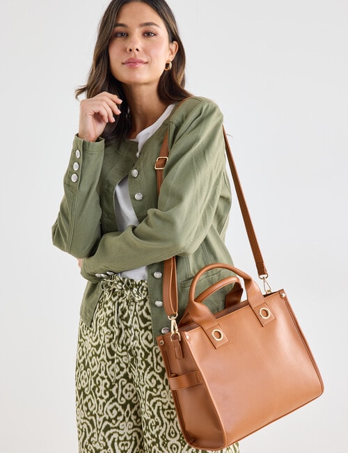 Whistle Accessories Eyelet Shopper Bag, Tan product photo View 09 L