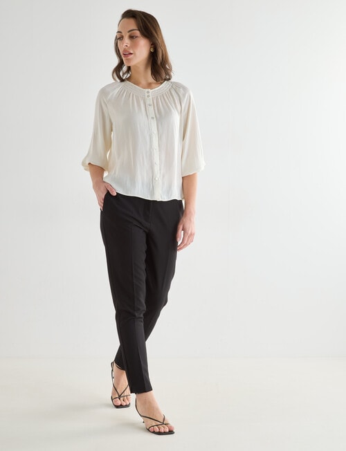 Oliver Black Three Quarter Sleeve Blouse, Cream product photo View 03 L