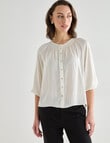 Oliver Black Three Quarter Sleeve Blouse, Cream product photo View 04 S
