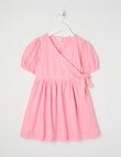 Mac & Ellie Broderie Short Sleeve Wrap Dress, Candy Pink product photo