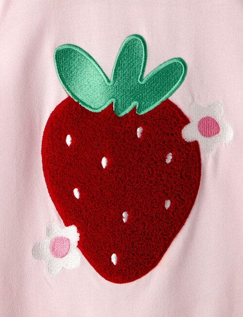 Mac & Ellie Applique Strawberry Short Sleeve Tee, Blush Pink product photo View 02 L