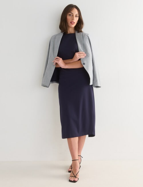 Oliver Black Cap Sleeve Workwear Dress, Navy product photo View 03 L