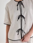 Mineral Haven Linen Tie Front Top, Natural product photo View 05 S