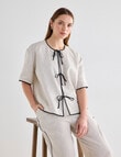 Mineral Haven Linen Tie Front Top, Natural product photo View 06 S