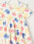 Teeny Weeny Play Time Cornflower Short-Sleeve Low-High Dress, White product photo View 02 S