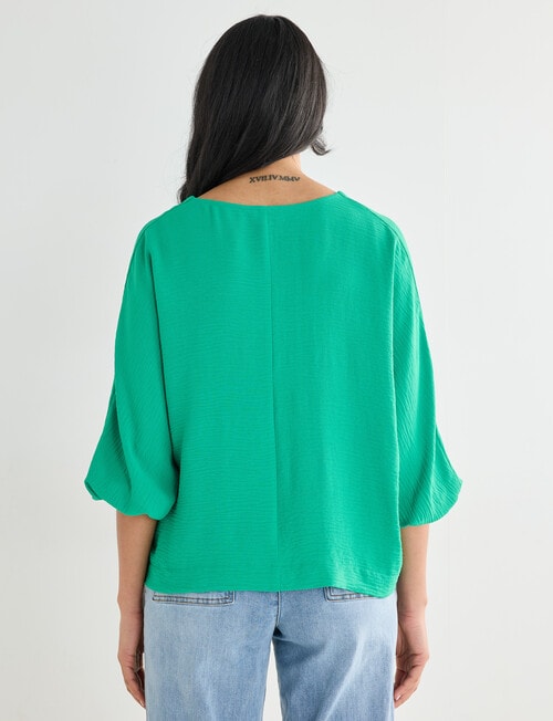 Whistle V-Neck Tie Hem Top, Green product photo View 02 L