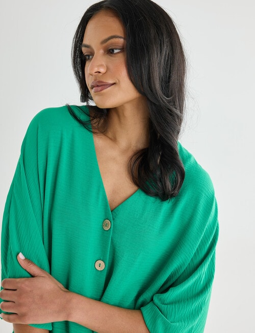 Whistle V-Neck Tie Hem Top, Green product photo View 04 L
