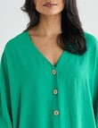 Whistle V-Neck Tie Hem Top, Green product photo View 06 S