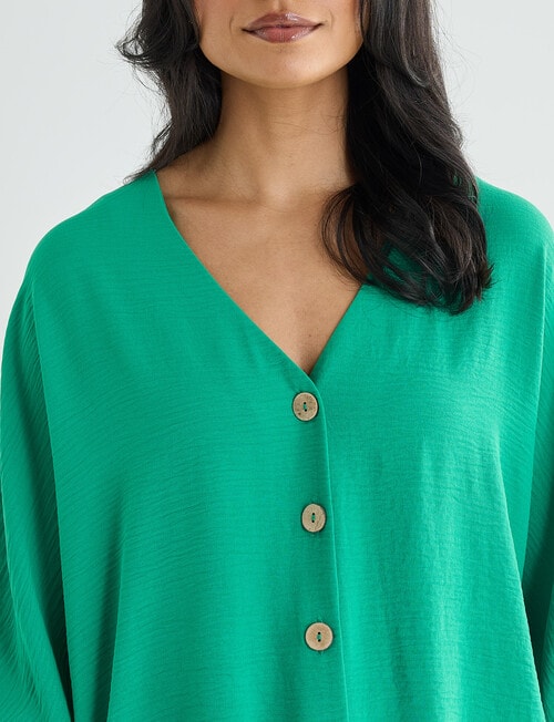 Whistle V-Neck Tie Hem Top, Green product photo View 06 L